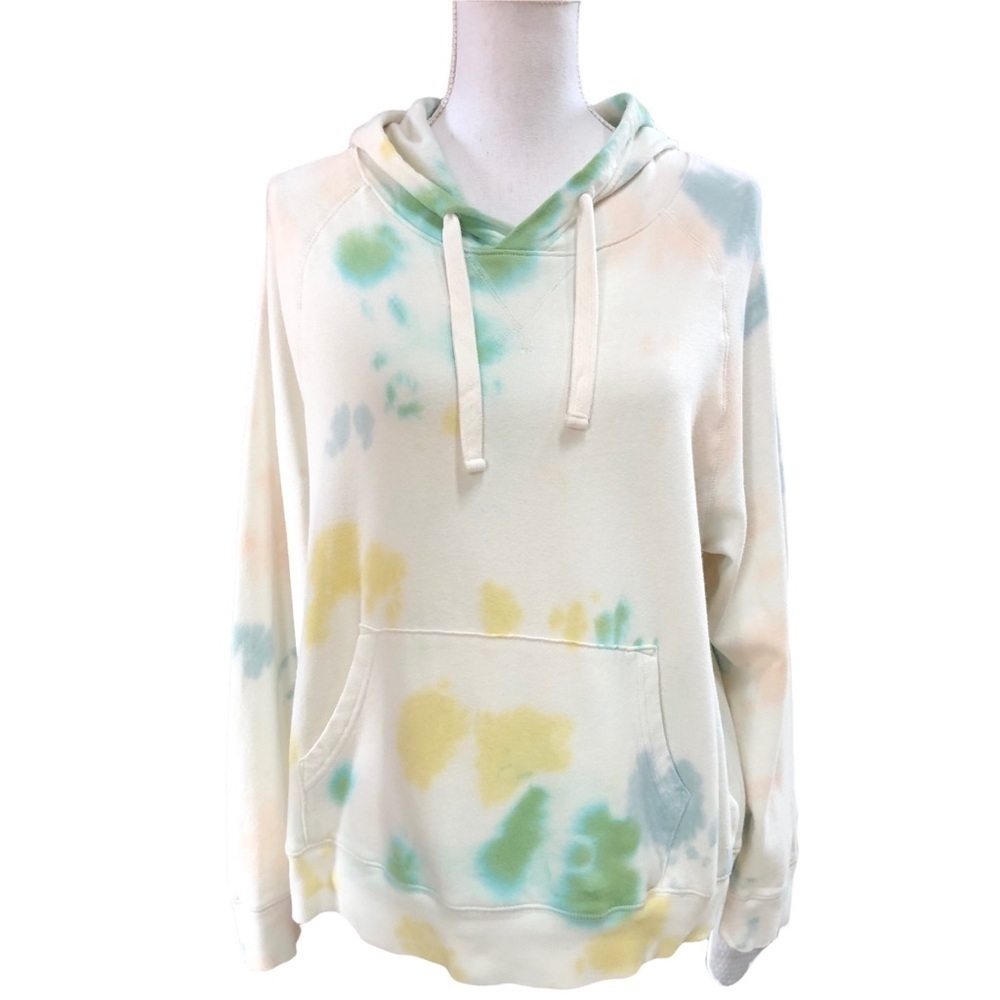 OLD NAVY WOMENS TIE DYE HOODIE SIZE LARGE - WHITE WITH LIGHT PASTEL COLORS